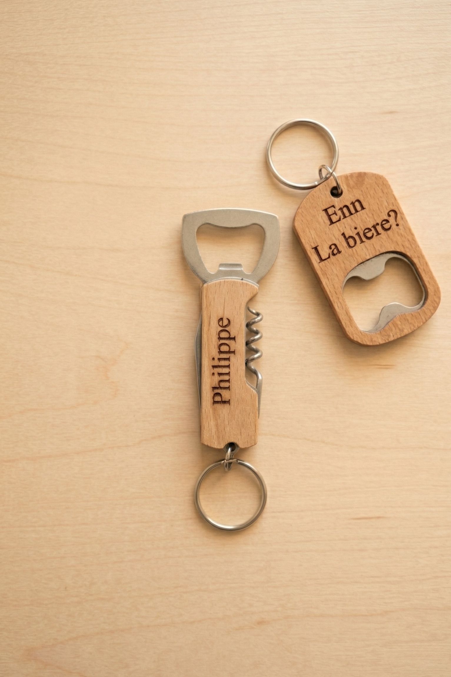 Personalised Wooden Bottle Opener Keychain
