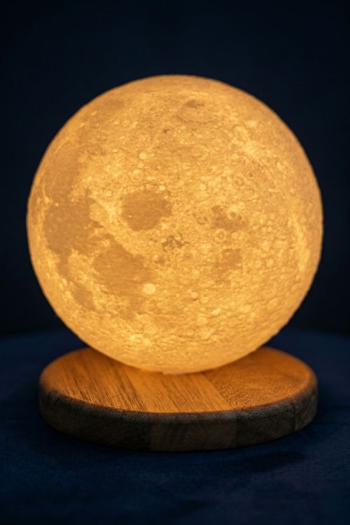 Moon Lamp with Wooden Base
