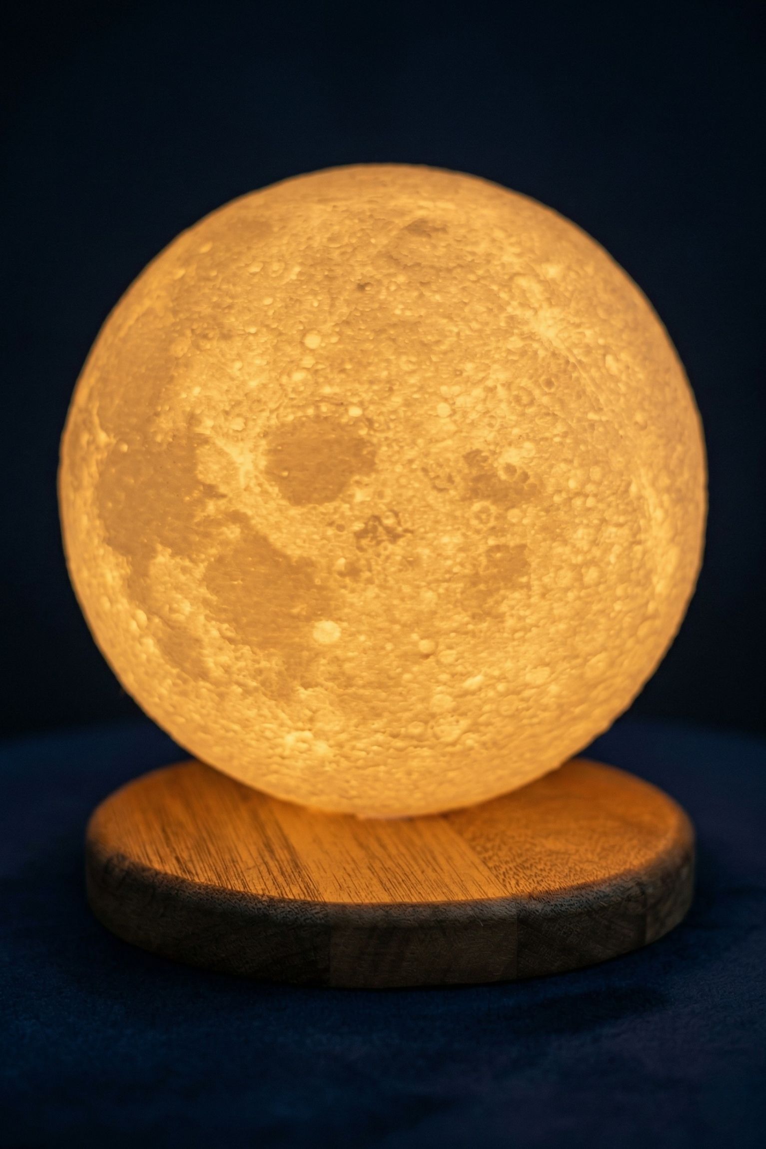 Moon Lamp with Wooden Base